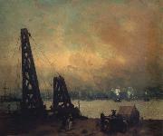 Robert Henri Derricks on the North River oil